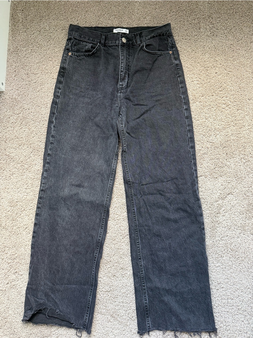 Pull & bear high waist/rise straight jeans black size 8 euro 40